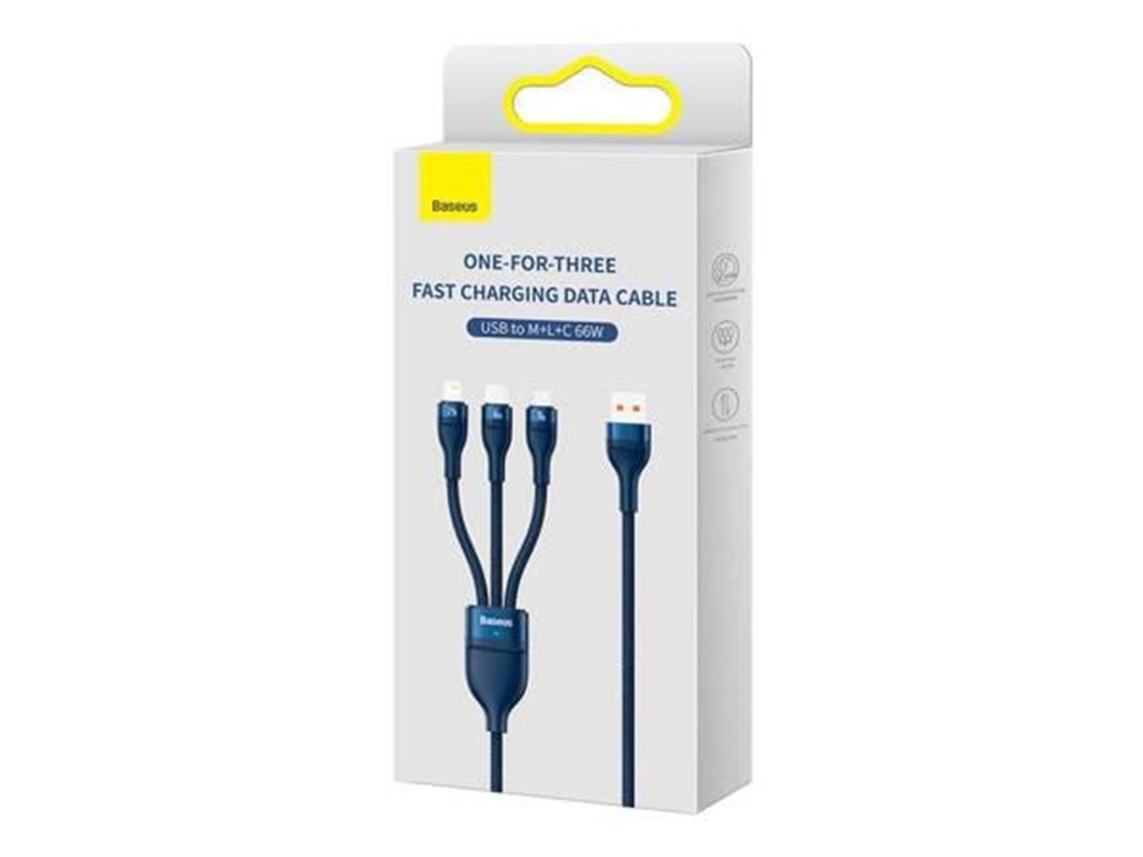 Baseus 3in1 USB cable  USB 3in1  Flash Series USB-C + Micro + Lightning 66W 1.2m (blue) Baseus 3in1 USB cable  USB 3in1  Flash Series USB-C + Micro + Lightning 66W 1.2m (blue)